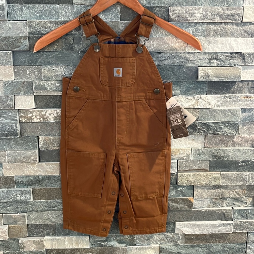 Carhartt KIDS' CANVAS BIB OVERALL FLANNEL-LINED (9 Months)
